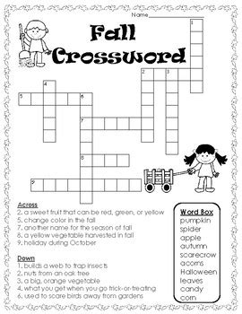 Free fall crossword puzzle by teaching simply