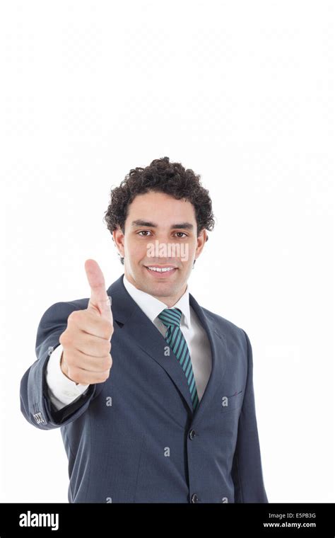 Happy Successful Businessman Showing Thumbs Up Gesture Smiling Man In