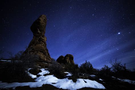 Balanced Rock Arches National Park During A Winter Night Arches Np