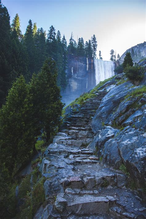 Located in the sierra nevada of california, it is a major attraction in the park, especially in late spring when the water flow is at its peak. Staircase to the amazing waterfall in Yosemite National ...