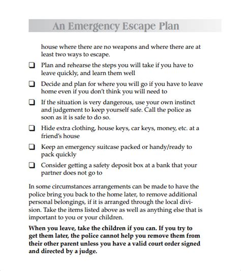 Domestic Violence Safety Plan Template Best Template Ideas