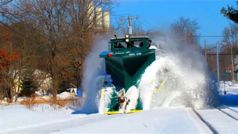 Awesome Powerful Snow Plow Train Blower Through Deep Snow Railway