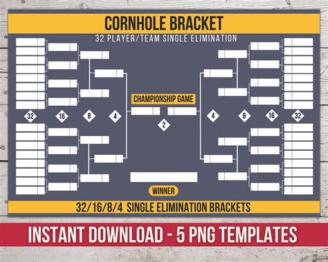 Printable Cornhole Tournament Brackets Available In 32 16 Etsy