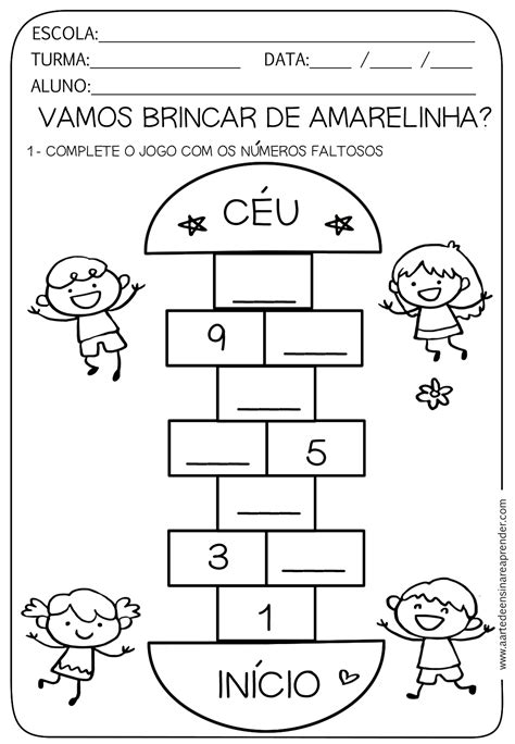 Atividades Complete A Sequencia Numerica EDUCA