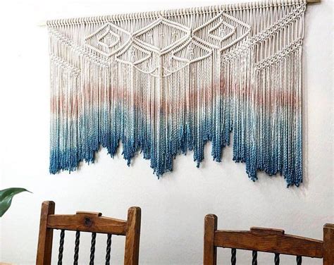 Boho hanging pendant light chandelier , bohemian lightshade, macrame lamp shade, rustic decor lamp. Large, 100% natural US cotton macramé wall hanging ...