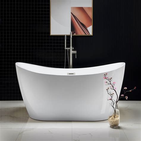 Acrylic freestanding contemporary soaking tub. WOODBRIDGE 59" Freestanding Bathtub Contemporary Soaking ...