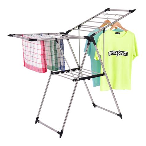 Laundry hanger drying rack laundry clothes drying racks laundry storage kitchen storage wall mounted drying rack pool shed stainless steel rod towel hanger. Portable Laundry Clothes Storage Drying Rack Folding Heavy ...