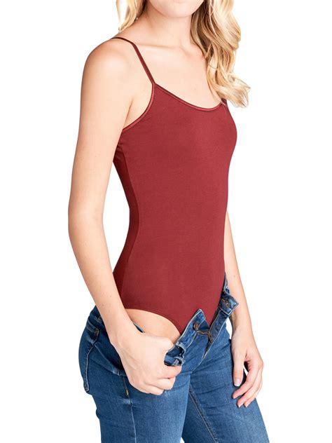 Thelovely Women And Juniors Scoop Neck Solid Cami Cotton Bodysuit With