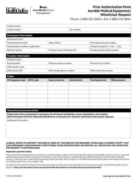Durable Medical Equipmentwheelchair Request Prior Authorization Form