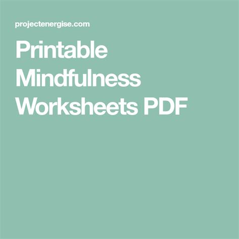 Printable Mindfulness Worksheets Pdf Mindfulness For Beginners Health