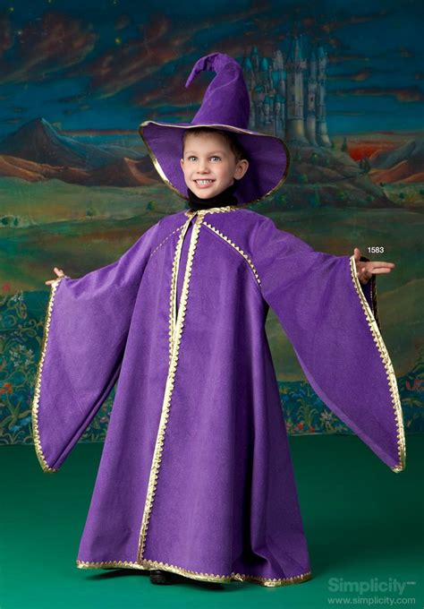 Childs Wizard Costume With Cape Simplicitypatterns Disfraces Niños