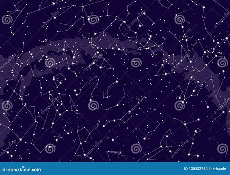 Northern Hemisphere Constellations Star Map Stock Illustration