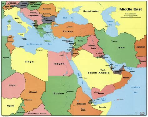 Large Scale Political Map Of The Middle East With Capitals Middle East Asia