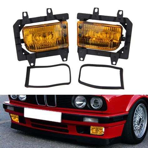 Pair Left And Right Car Front Bumper Yellow Plastic Fog Lights Assembly