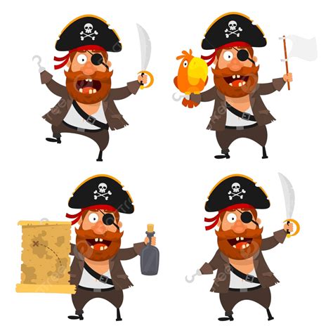 Set Pirate Character Beard Kind Cartoon Vector Beard Kind Cartoon