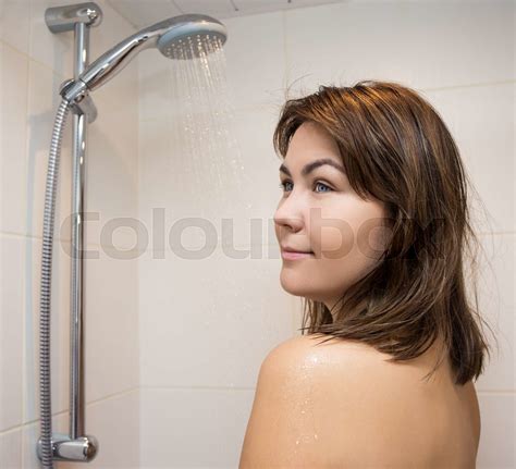 Young Beautiful Woman Washing In Shower Stock Image Colourbox