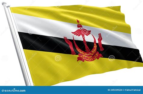 Close Up Waving Flag Of Brunei Stock Illustration Illustration Of