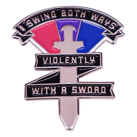 Elxv Swing Both Ways Bi Pride Violently With A Sword Enamel Pin Lgbtq