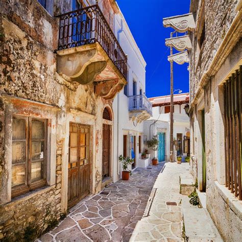 Old Streets Of Traditional Greek Villages Naxos Island Stock Image