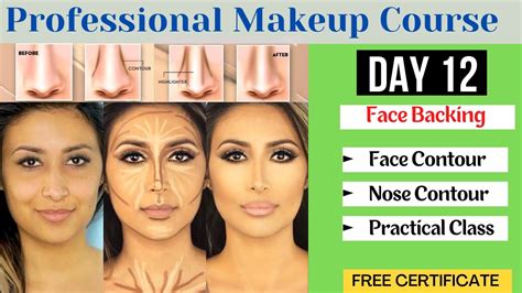 day 12 professional makeup course how to contour and highlight face nose contour