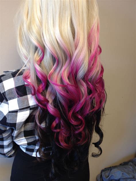 Here are our favorite, most inspired black balayage hair ideas. Blonde to pink to black Ombré Balayage hilights www ...