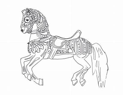 Coloring Horse Pages Carousel Round Merry Detailed