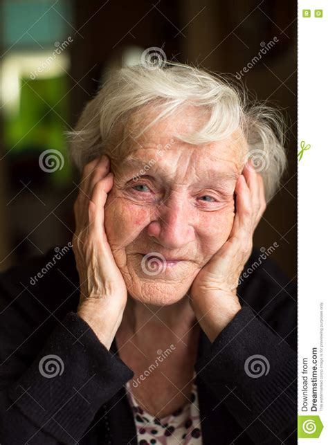 Closeup Portrait Of An Old Happy Grandmother Stock Photo Image Of