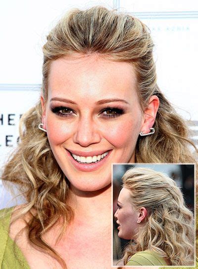 Hilary Duff Front And Back View Down Curly Hairstyles Half Up Half