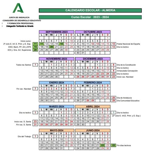 Calendario 2023 Escolar 2024 Andalucia Mapa Provincia