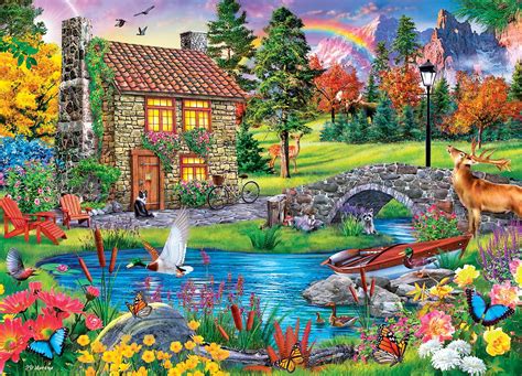 Stoney Brook Cottage 1000 Piece Linen Jigsaw Puzzle 705988719844 Ebay