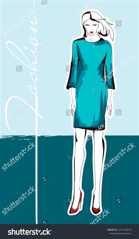 Fashion Girls Sketch Fashion Illustration Drawing Stock Vector Royalty Free 1257728410