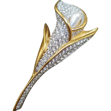 Swarovski Calla Lily Flower Brooch From Antiqueali On Ruby Lane