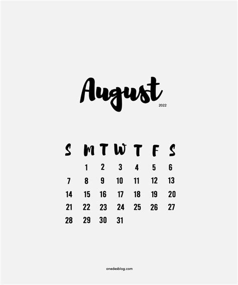 41 Cute And Simple Printable August Calendars 2022 For Free Onedesblog