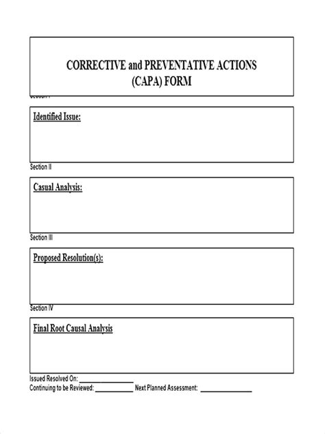 Corrective And Preventive Action Plan Template