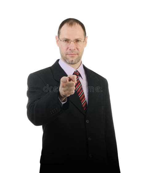 Business Man Point A Finger At You Isolated On White Stock Photo