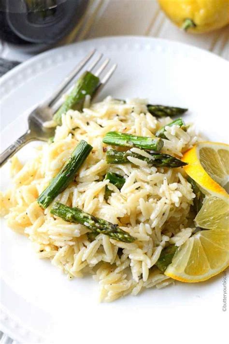 Lemon Garlic Parmesan Orzo With Roasted Asparagus Recipe Asparagus