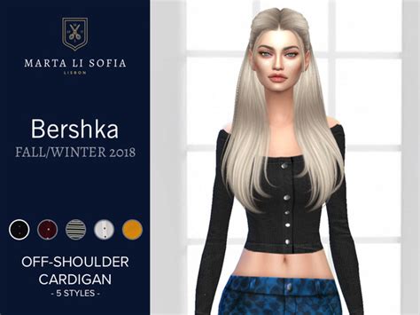 The Sims Resource Marta Li Bershka Knit Off Shoulder Cardigan Cropped Top