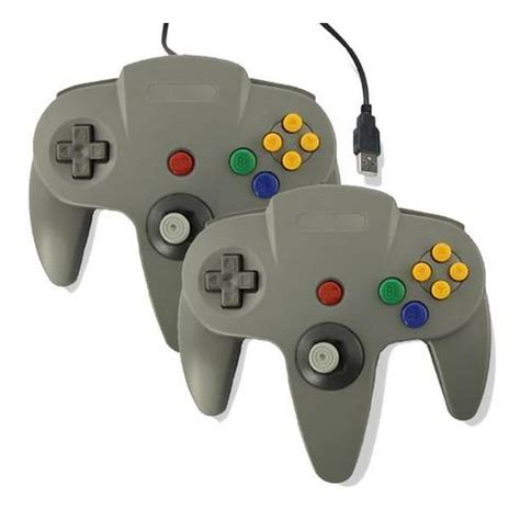 2 Pack Classic Retro N64 Bit Usb Wired Controller For Pc Graygray