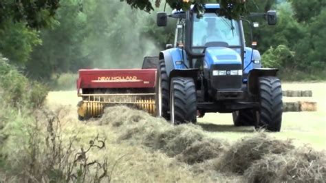Baling Small Bale Hay With A New Holland Baler Youtube