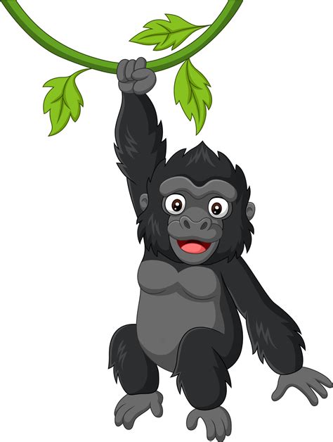 Gorila Bebé De Dibujos Animados Colgando En La Rama De Un árbol 8389807