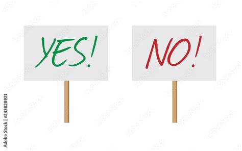 Yes And No Sign Banners On Wood Stick Collection Vector Protest Signs