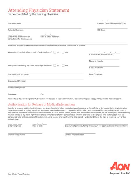 Aon Travel Claim Attending Physician Statement Fill Online Printable