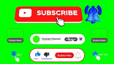 Top Youtube Subscribe Buttons And Bell Icon Animation Green Screen Youtube
