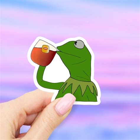 Kermit Sipping Tea Sticker Etsy