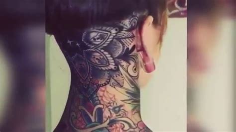 Girl Craziest Neck Tattoo Best Amazing Awesome Crazy