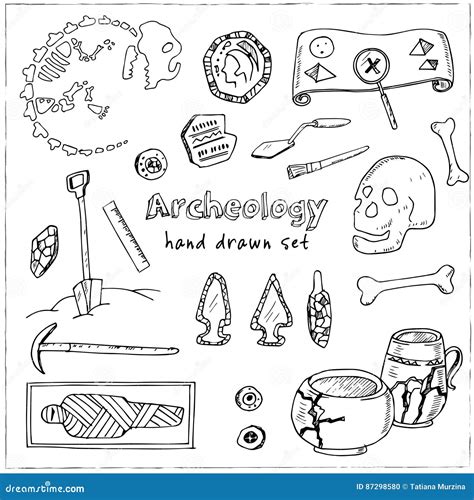 El Sistema Dibujado Mano Del Bosquejo De La Arqueología De Hallazgos