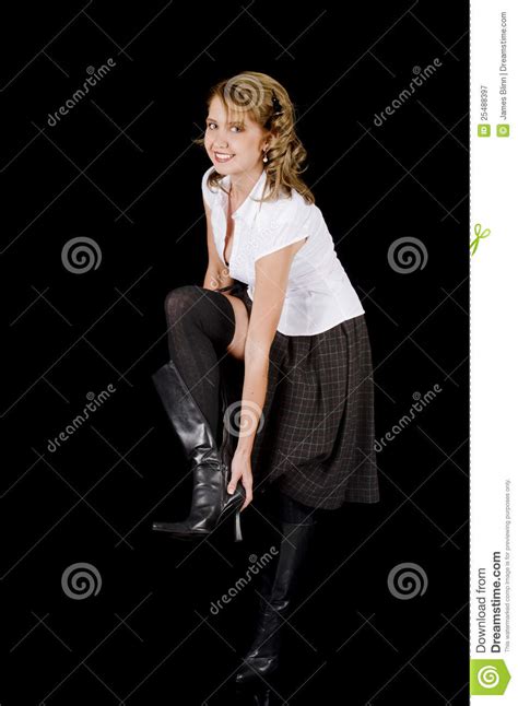 Pretty Girl Removing Her Boots Stock Image Image Of Beauty Shoes