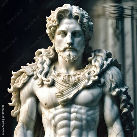 image featuring a chiseled white marble statue bust of greek god zeus also known as the roman
