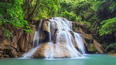 Free Download Tropics Cascade Waterfalls Green Trees Huay Maekamin
