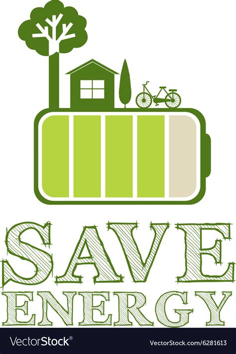 Save Energy Poster With Green Design Royalty Free Vector